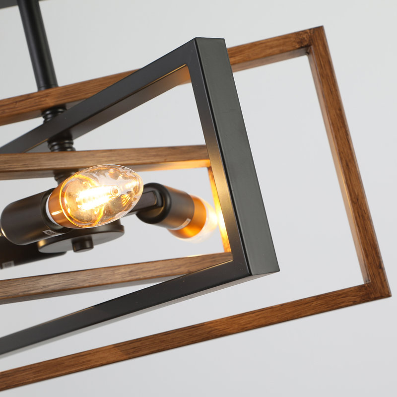 Kreger 3 - Light Bulbs Unique Design Metal Frame 15.7'' Semi Flush Mount Ceiling Light, Brown