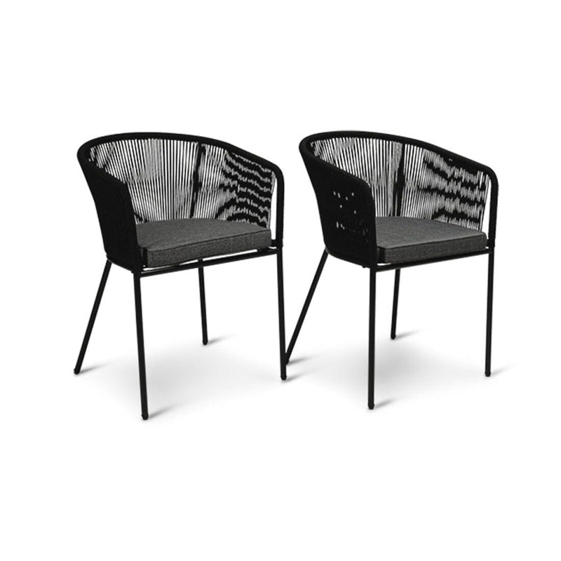 Fabiano Patio Dining Armchair with Cushion, Black