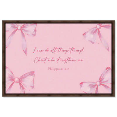 Heavenly Might Framed Canvas Print Inspirational Quotes by Art Remedy, Walnut Frame, 36 x 24
