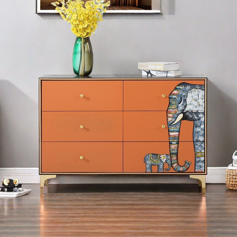 Luxury Hand-Painted Elephant Storage Cabinet