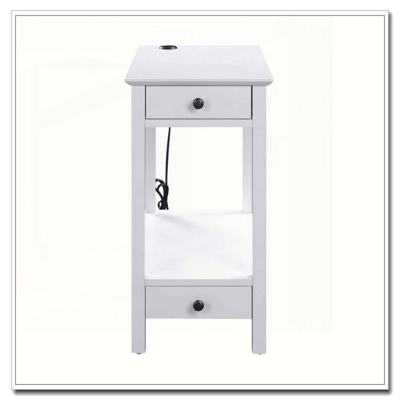 Table d'appoint blanche avec rangement USB