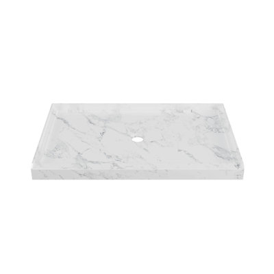 48" x 32" White Rectangular Shower Base Pan with Single Threshold & Center Drain Location,Anti-Slip Acrylic Alcove Shower Tray, Scratch-Resistant Finish, Easy to Clean