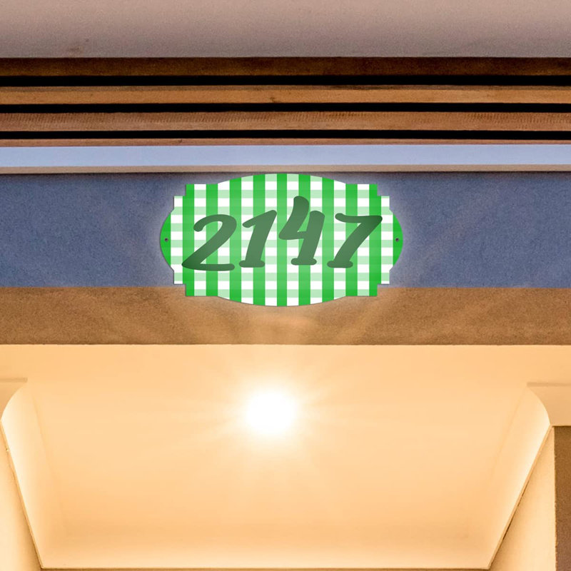 Plaque d'adresse murale sur 1 ligne, Vert, Oui