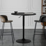 Hulker Round Pub Dining Table Height Adjustable With Wooden Tabletop Home Bar
