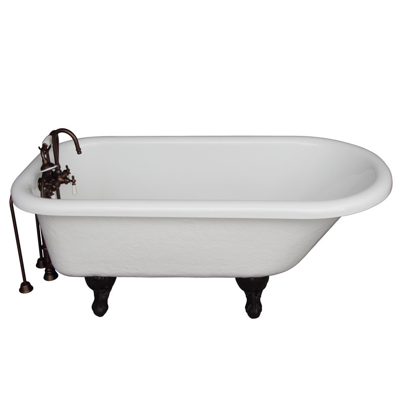 67'' x 29.5'' Freestanding Soaking Acrylic Bathtub with Faucet