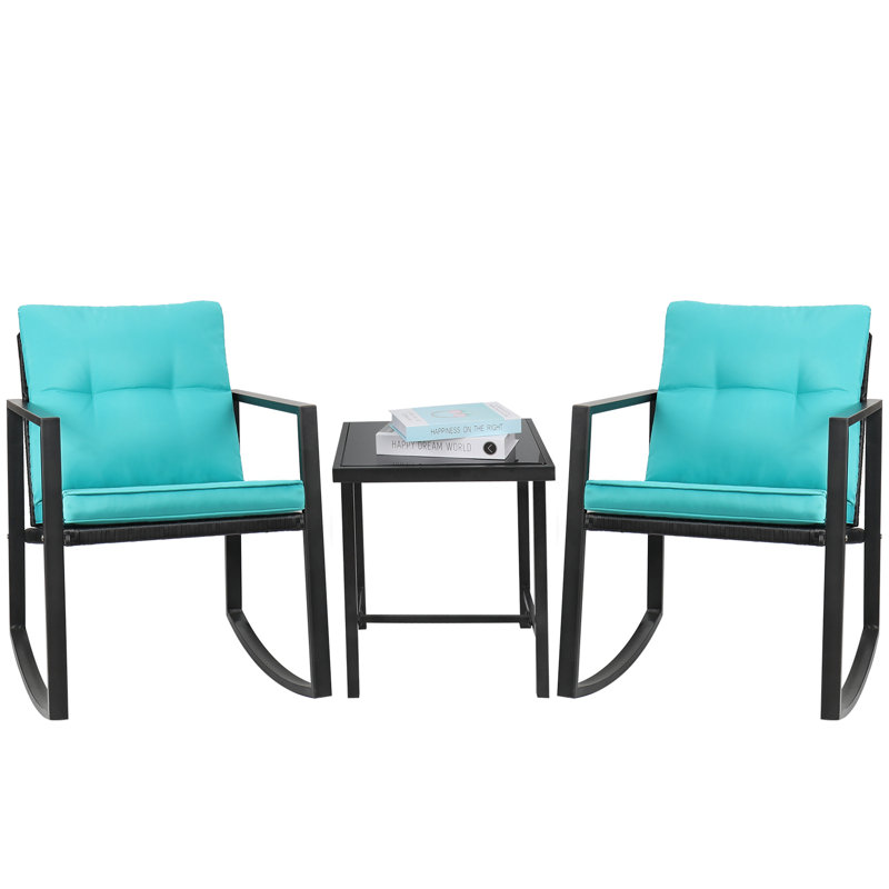 Hartranft 2 - Person Patio Dining Set with , Cushions Included, Light Blue