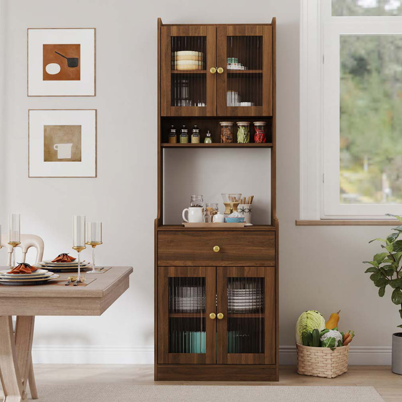 Farmhouse Storage Cabinet with Microwave Stand