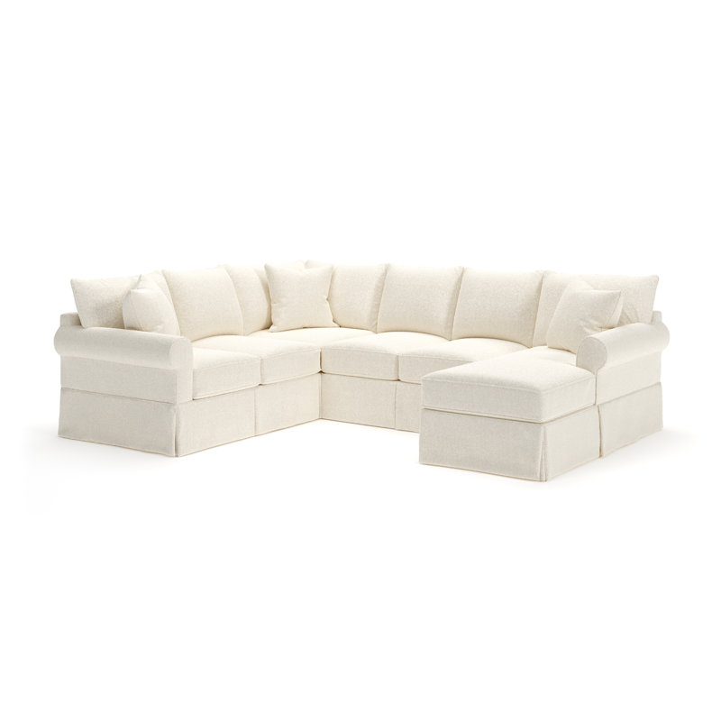 Friedman 3 - Piece Slipcovered Sectional, Right Hand Facing, Drusky Navy Sustain® Basketweave