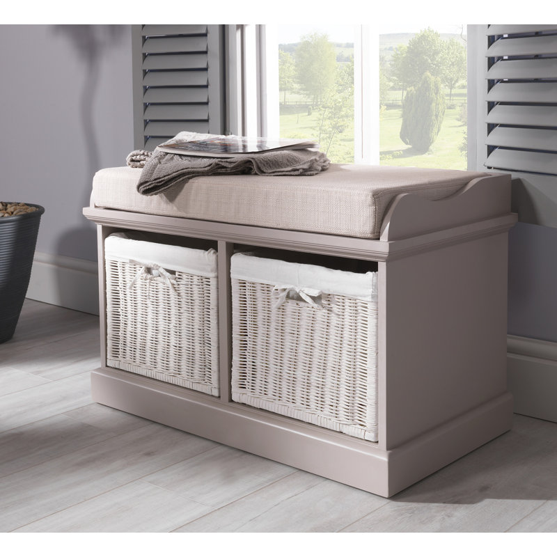 Bastogne Polyester Blend Upholstered Storage Bench, White, Beige, Blush
