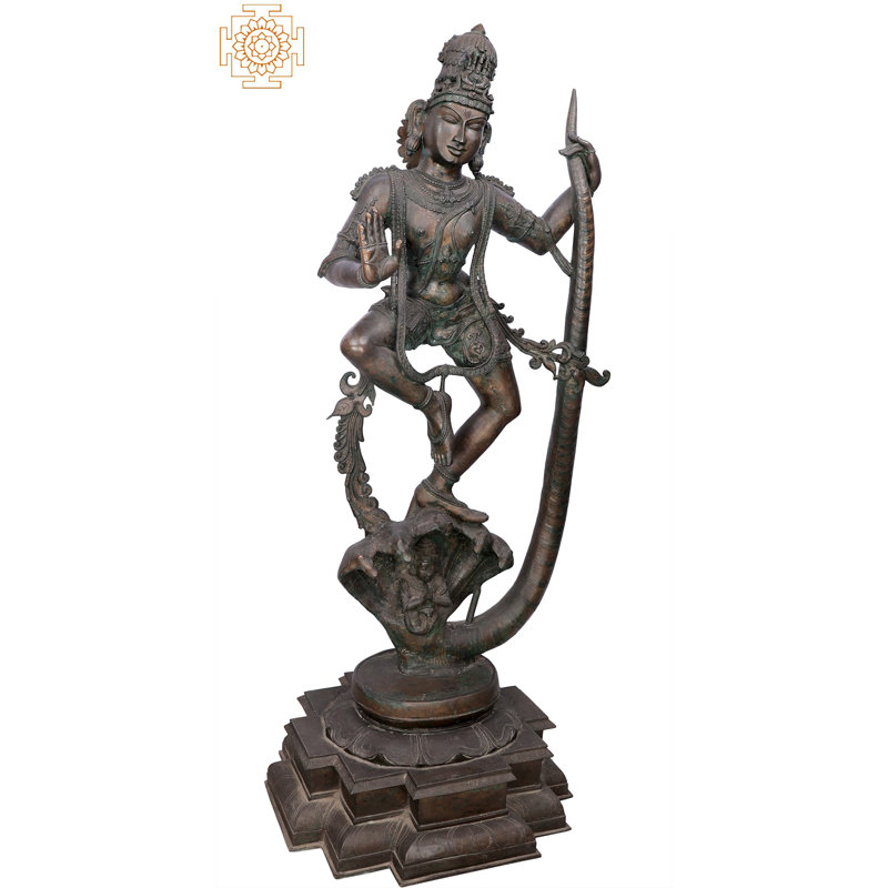 65" Super Large Lord Kalinga Krishna Statue – Handcrafted Panchaloha Bronze from Swamimalai, Dynamic Hindu God Sculpture