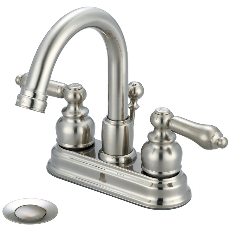 Brentwood Centerset Bathroom Faucet with Drain Assembly, Brushed Nickel