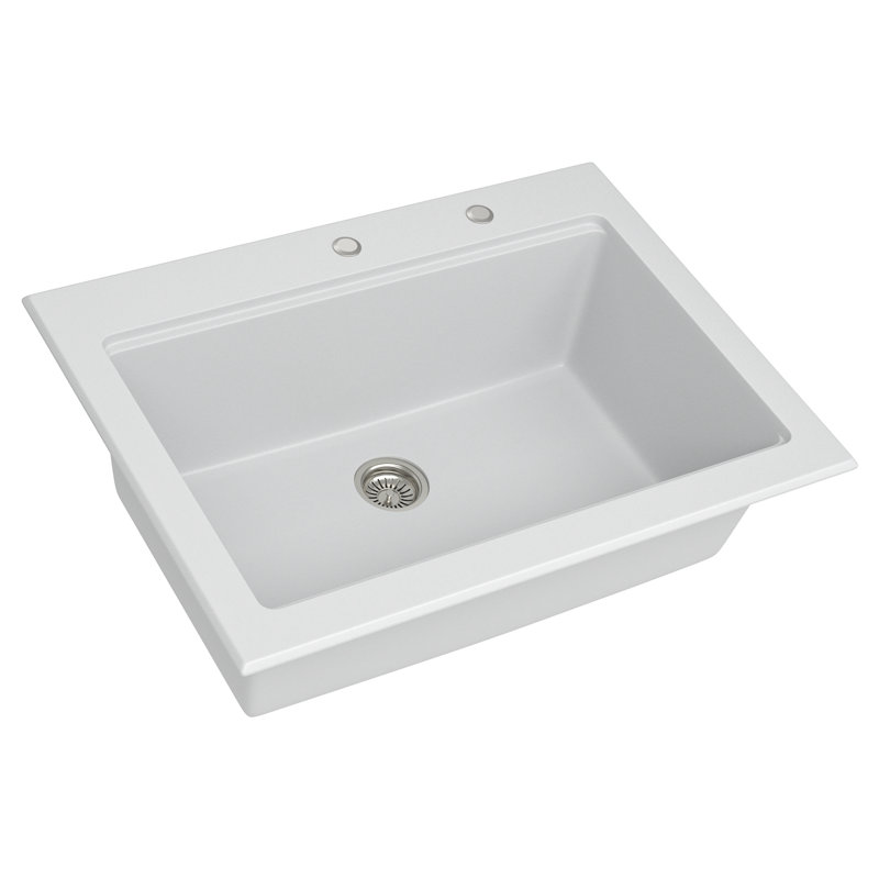 Évier de cuisine en quartz - Évier de cuisine encastré en granite blanc 30 po x 22 po x 10 po