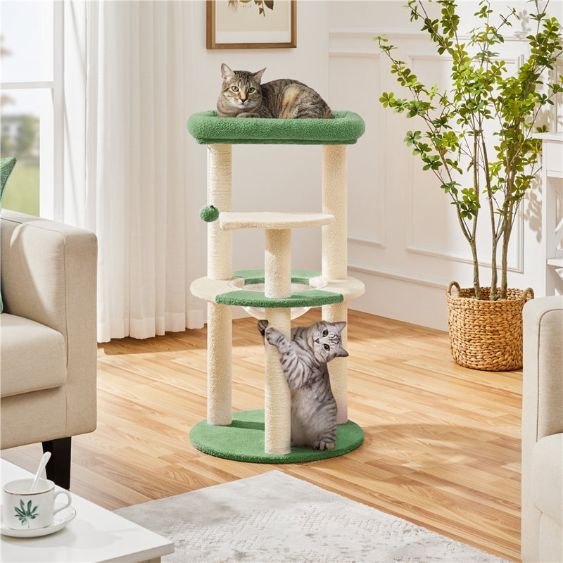 90cm H Cat Tree, Army Green/Beige