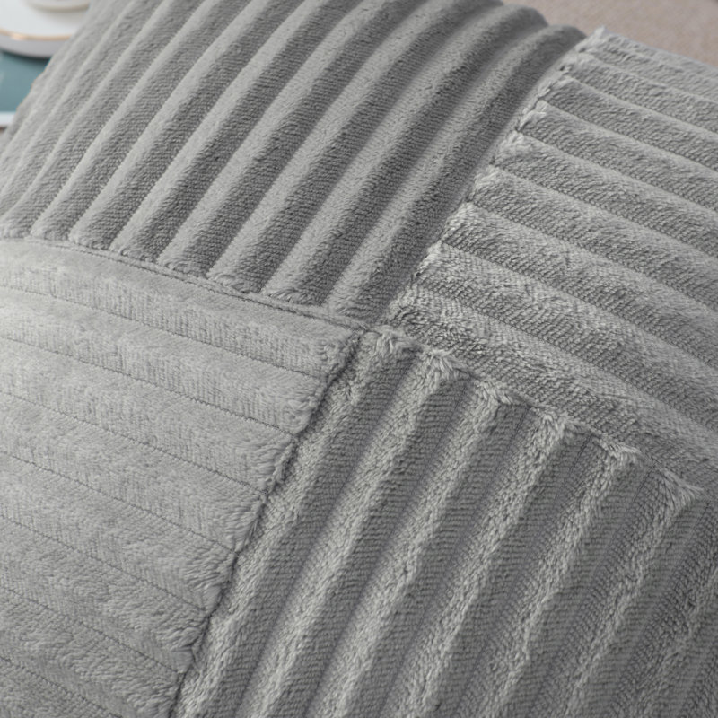 Housse de coussin carré en velours côtelé, Gris, H 20 po x l 20 po
