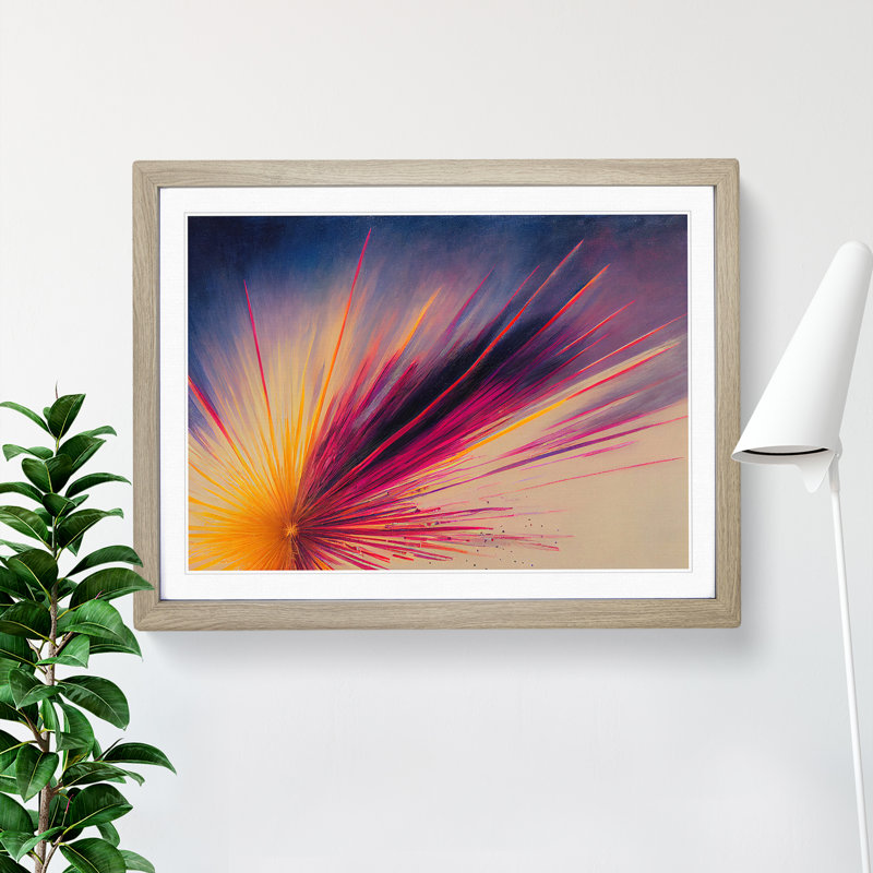 Astonishing Fireworks - Single Picture Frame Print, Oak Framed, 25cm H x 34cm W x 2cm D