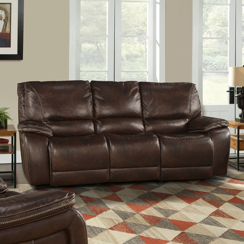 Ajhar Leather Power Reclining Sofa, 42" H x 91" W x 44" D
