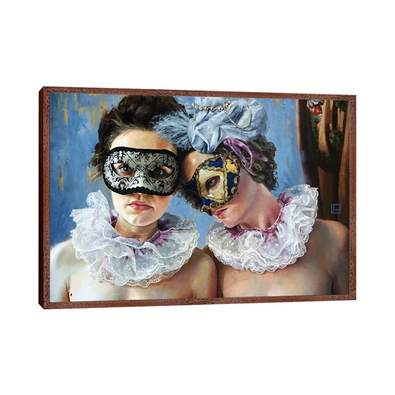 Camaraderie by Linda Adair - Painting on Canvas, 66.04cm H x 101.6cm W x 3.81cm D, Classic Brown Wood Floater Framed