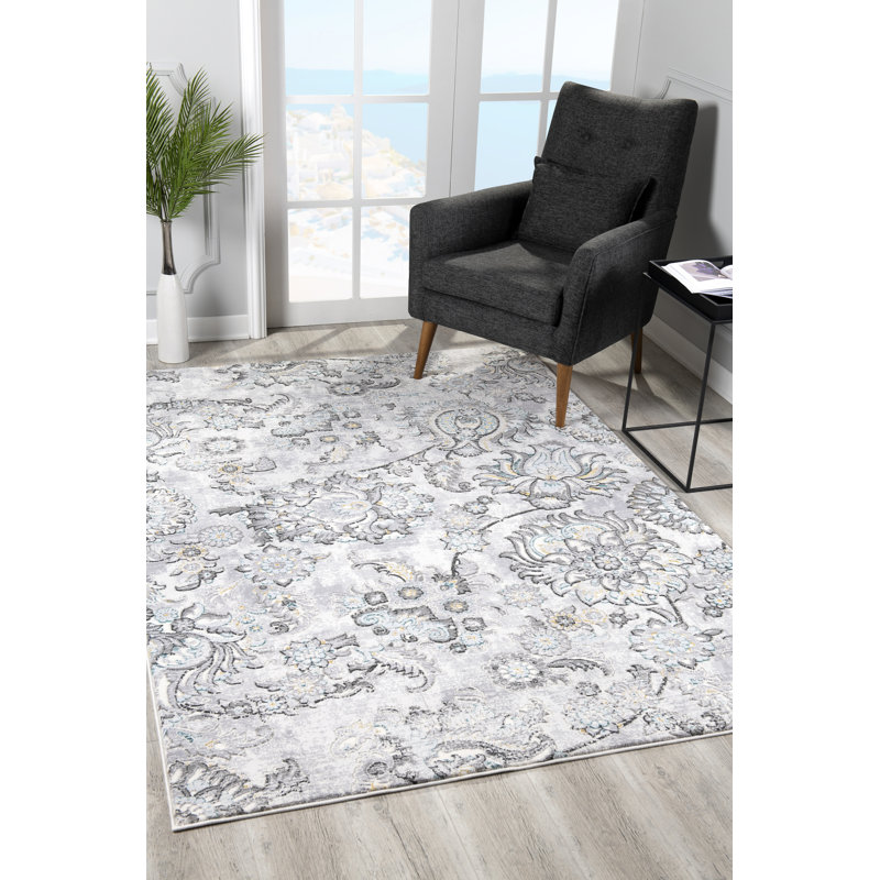 Tapis Branch Collection Oasis moderne abstrait gris / brun, Tapis de couloir 2 pi x 8 pi