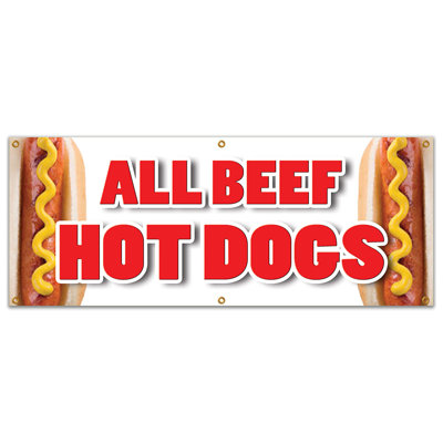 All Beef Hot Dogs Banner Sign