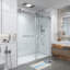 Porte de douche à double fermeture coulissante sans cadre avec verre transparent de 3/8 po (10 mm) Opal Mirage MCOCOD l 56-60,75 po x H 76 po-58594007