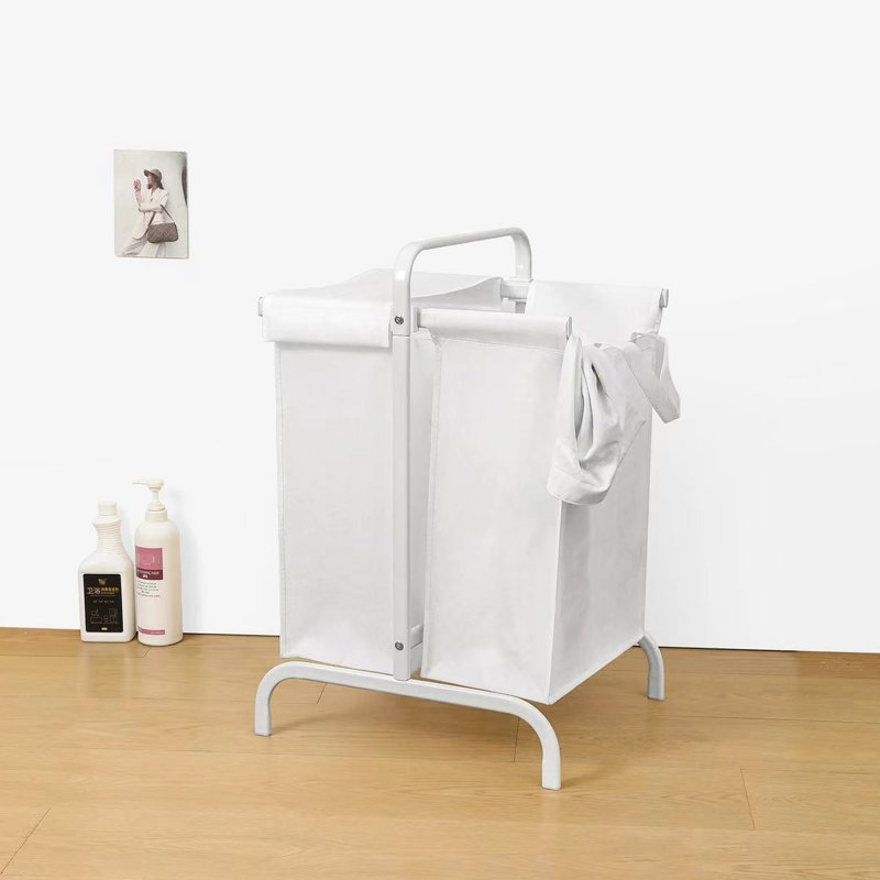 Large Capacity 110l Laundry Hamper With Lid, 2 White Cloth Basket For Clothes & Storage, Extra