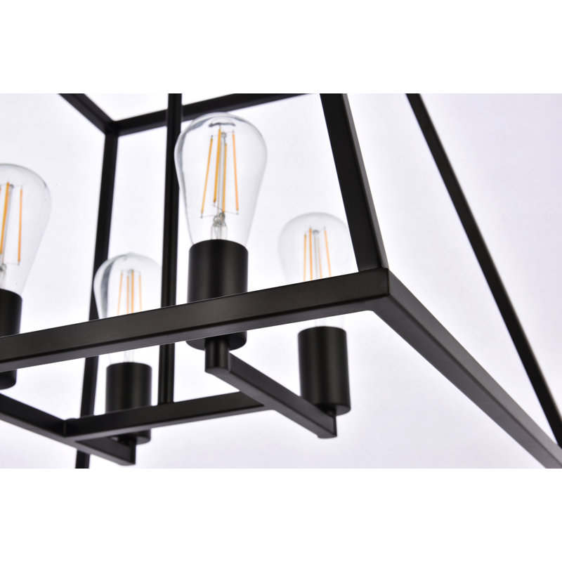 Lustre linéaire à 4 lumières Gloriajean, Noir, H 15,7 po x l 20 po x P 20 po