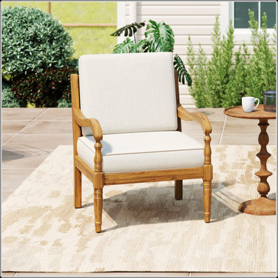 Chaise d'extérieur Acacia Luxe avec coussins, fauteuils club en bois pour plus de confort et de style