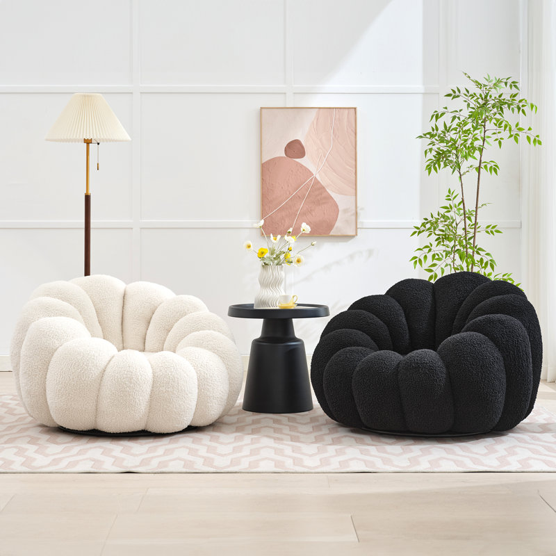 Cheridyn Upholstered Swivel Chair (Set of 2), Black/White