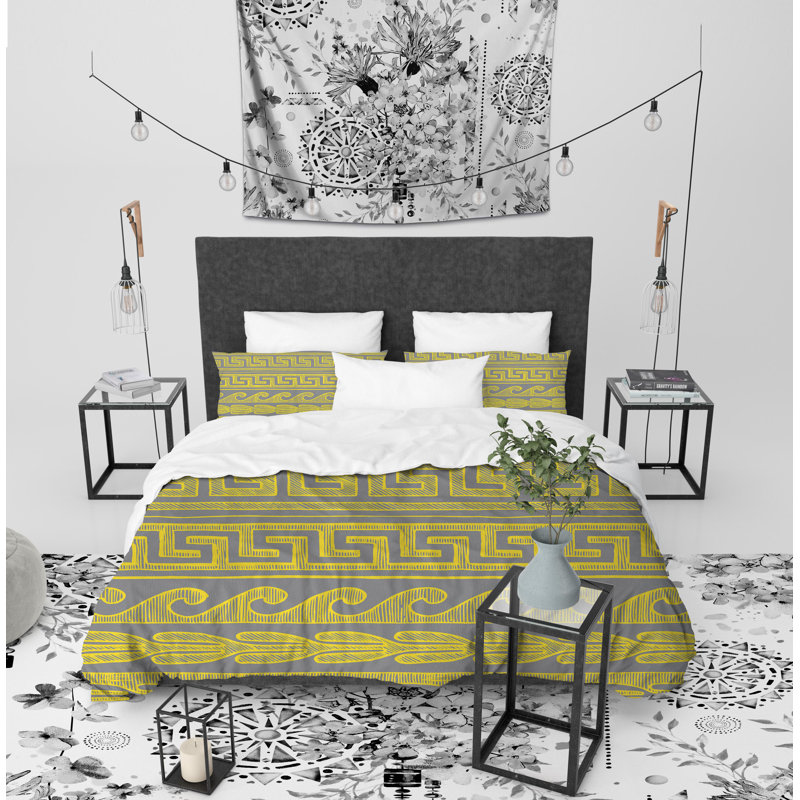 Waives Polyester Twill Geometric Shapes Duvet Cover, Queen Duvet Cover + 2 Pillow Cases