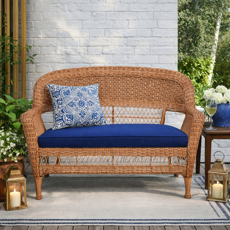 Loveseat Olefin Cushion- Midnight Blue, Midnight Blue