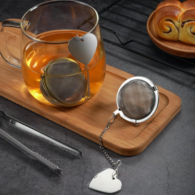 Infuseur à boules de thé en acier inoxydable de 2 pouces 304 en maille avec pelle à thé, crochet à chaîne et filtre à épices pour tasses Théières