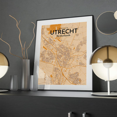 Utrecht City Map in Vintage 1 Piece Wall Art