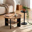 Ensemble table basse et table d'appoint rondes modernes de 80 cm avec tablette de rangement