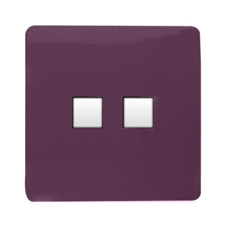 Amdanda Trendi Switch 2 Gang RJ45 Cat 5e PC Ethernet Socket, Plum