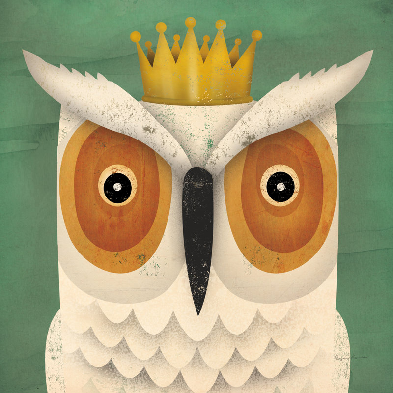 White Owl With Crown by Ryan Fowler - Wrapped Canvas Painting, 30cm H x 30cm W x 3.8cm D