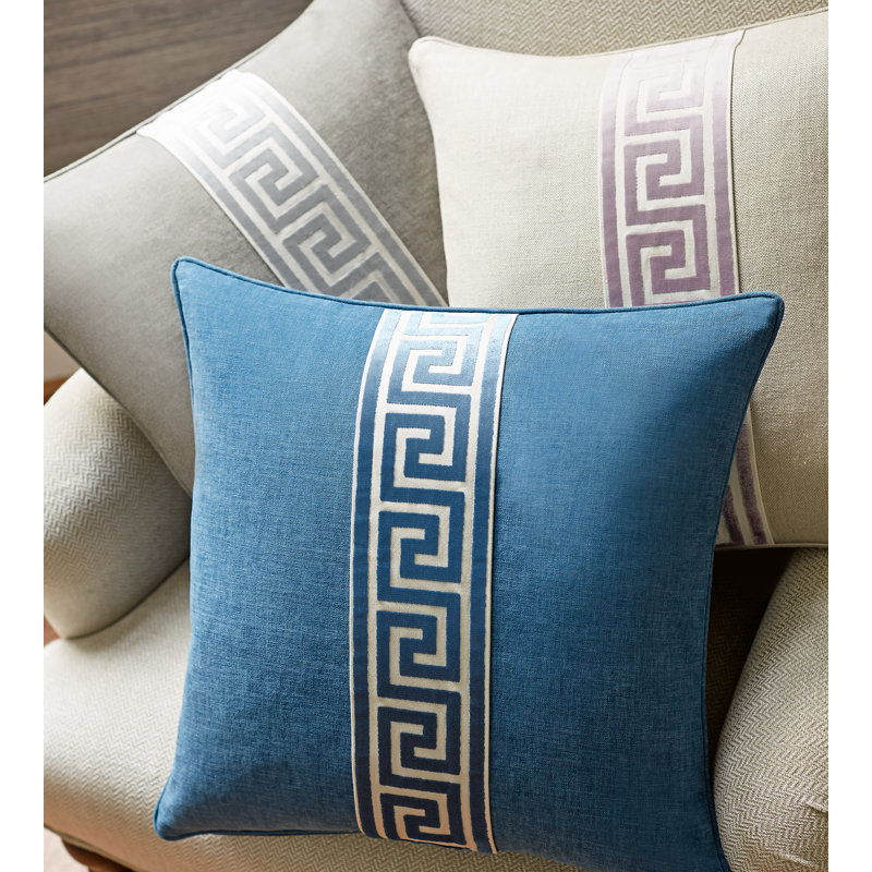 Oriana Greek Key Velvet Tape Fabric, Mist