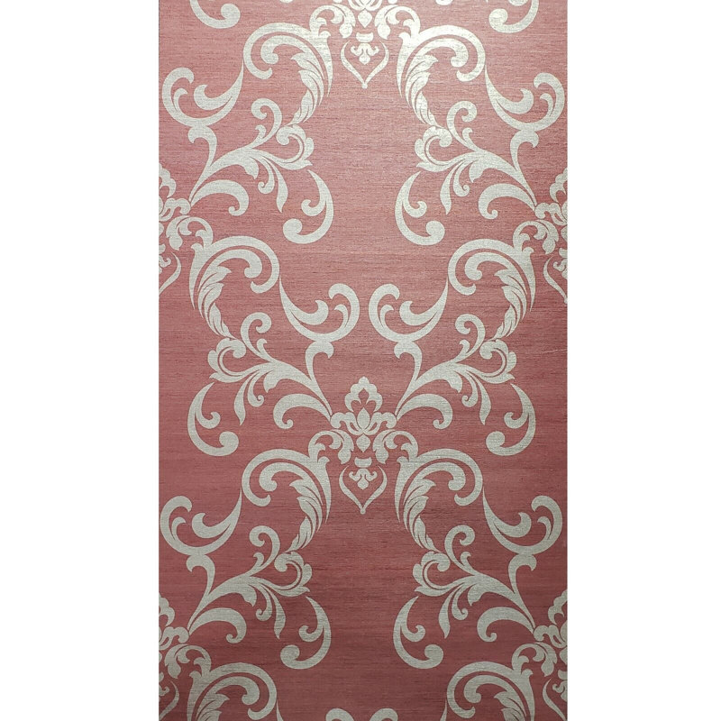 Papier peint imitation damas métallique bourgogne Beronica