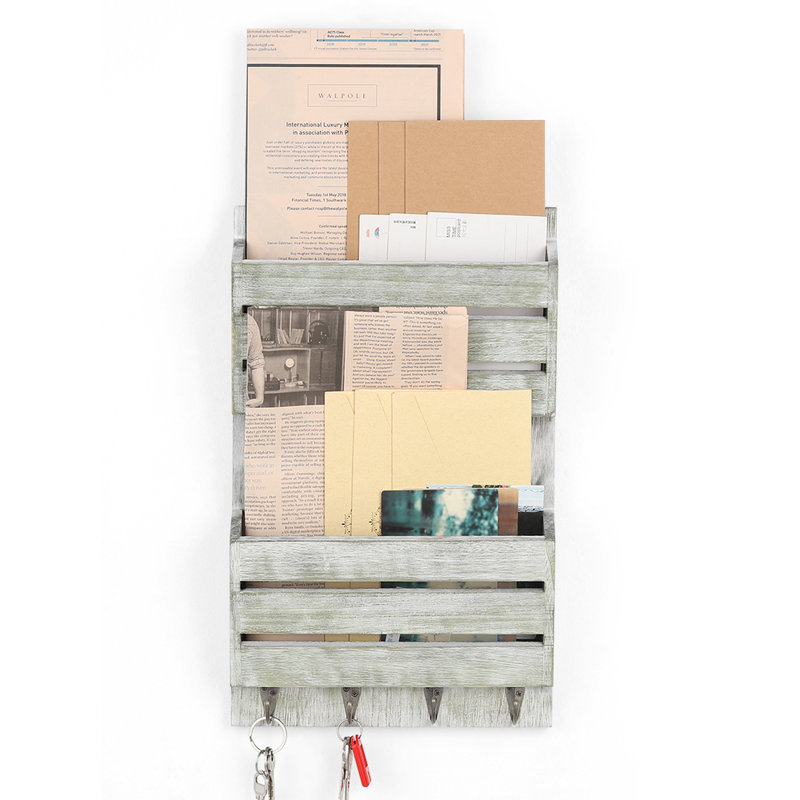 Jatorria Solid Wood Wall Organizer with Key Hooks