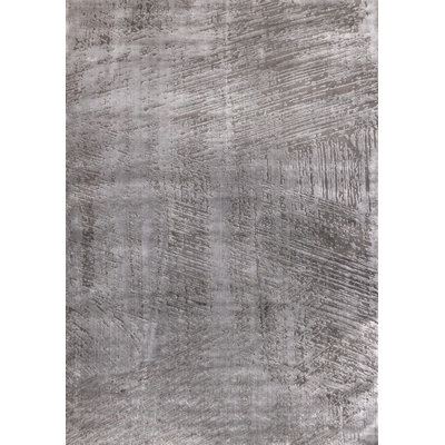 Derolus Gray Distressed Polyester Living Room Carpet