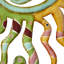 Décoration murale en métal multicolore avec motifs abstraits