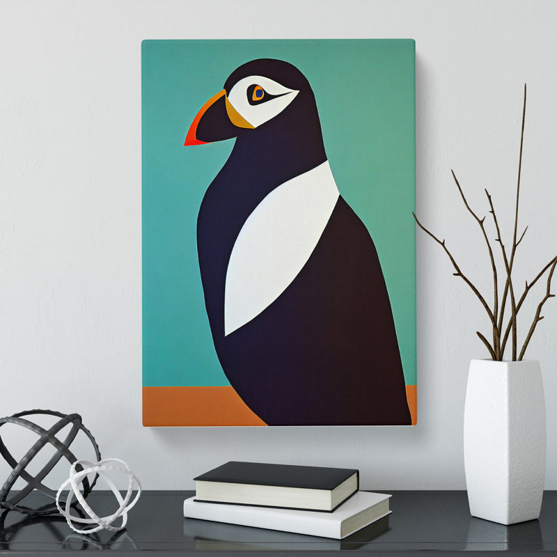 Ashim Puffin Abstract - Wrapped Canvas Print, 50cm H x 35cm W