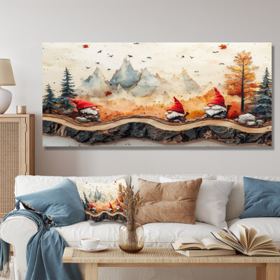 «Autumn Gnomes Family Into The Woods I» - Art mural en métal, impression d'art moderne en métal