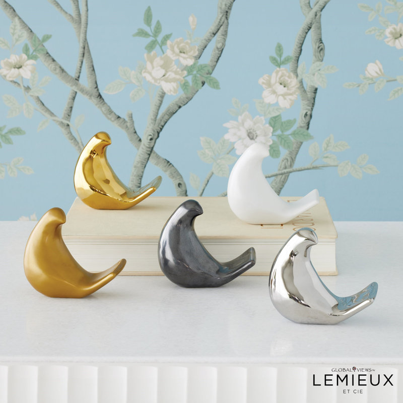 Bright Gold Ceramic Bird Figurine