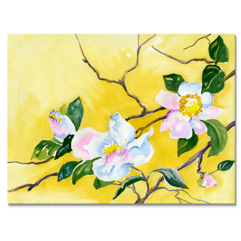 Cerise délicate - reproduction sur toile avec cadre flottant, H 24 po x l 36 po x P 1 po, Toile tendue