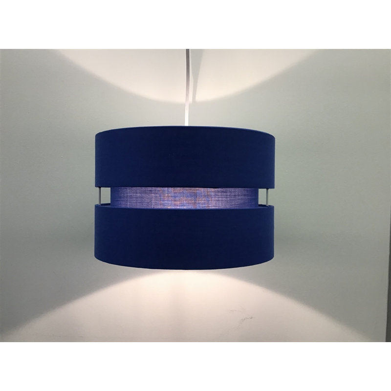 Bright 19cm H Cotton Drum Pendant Shade, Navy Blue