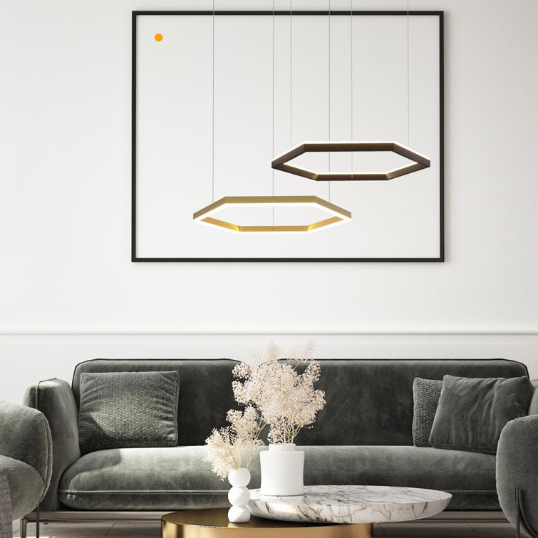 Hexa angular LED pendant luminaire dining table Direct or Indirect