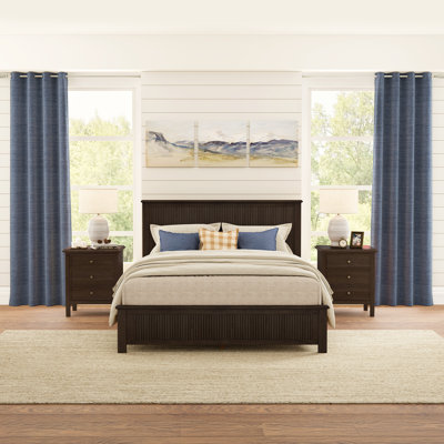 Solid Wood Platform Bed With Reeded Headboard