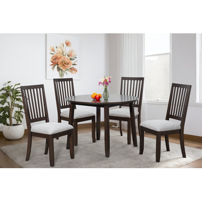 Ensemble de table et chaises en bois brun massif
