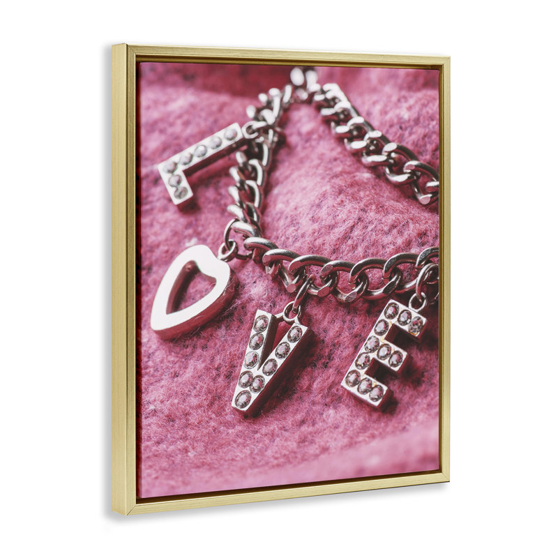 Cadre flottant Glam Love Charm, design par Lil 'Rue, H 31 po x l 25 po, Cadre flottant métallique doré