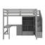 Lit mezzanine double avec bureau, armoire et escalier de rangement-114446994